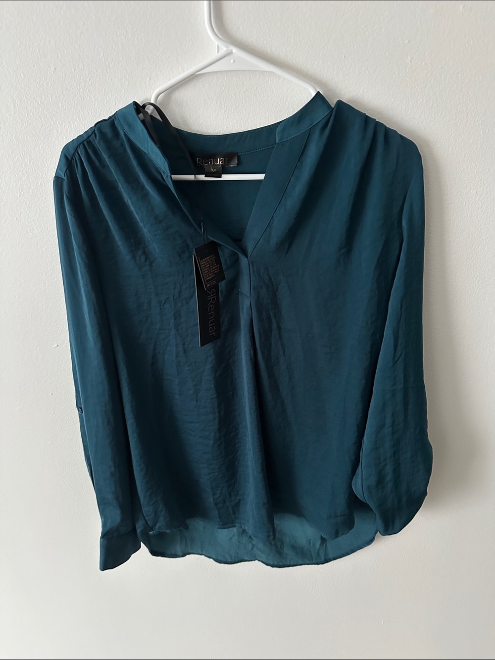Renuar Deep Teal V-Neck Long Sleeve Blouse